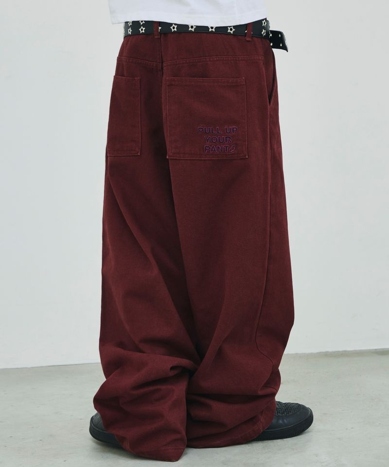 SCALLYWAG [5월 19일 배송] SCALLYWAG PULL UP 스트레이트 코튼 팬츠[와인]