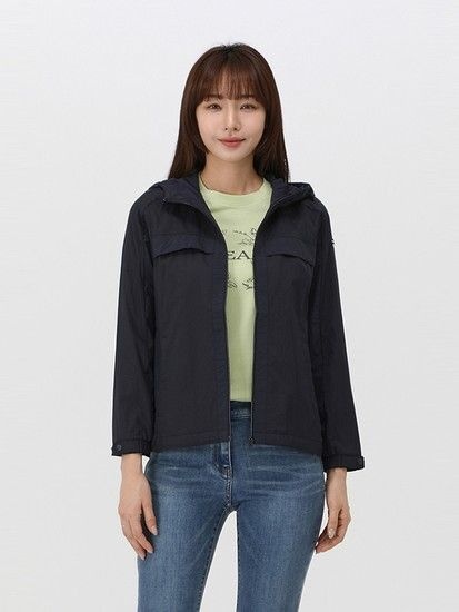 여성] 후디드 배색 매쉬안감 점퍼_QK21331