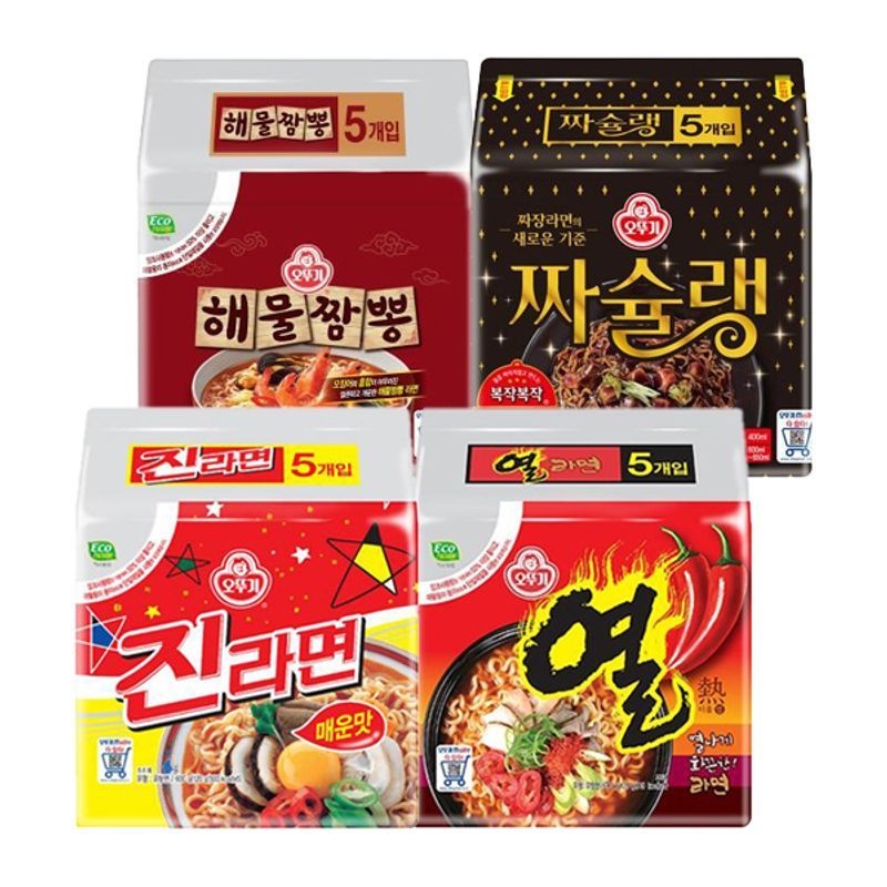 진라면 5입 + 열라면 5입 + 짜슐랭 5입 + 해물짬뽕 5입