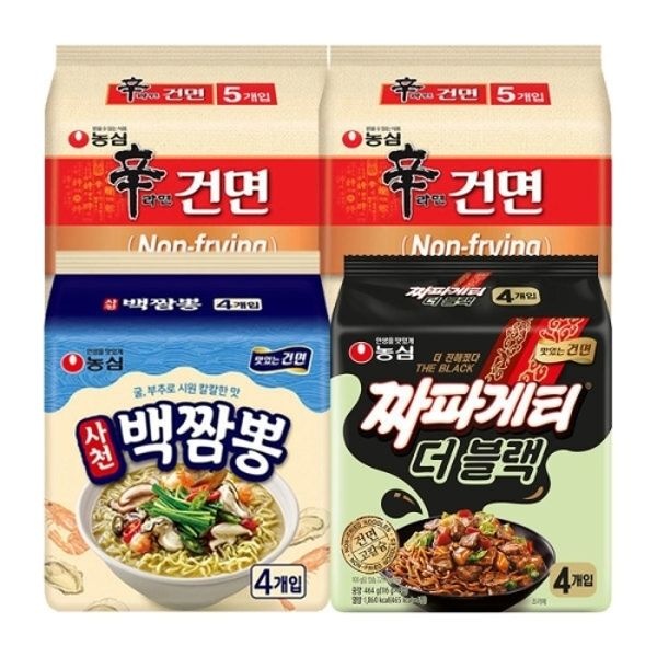 신라면건면 10개+짜파게티 더블랙 4개+사천백짬뽕 4개 총18개