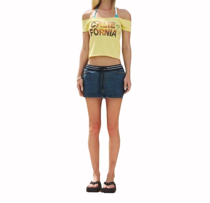 ASIF CALIE ASIF CALIE SUNSET RAW EDGE OFF SHOULDER T-SHIRT YELLOW CA26AST009YEF 489017 [매장상품]