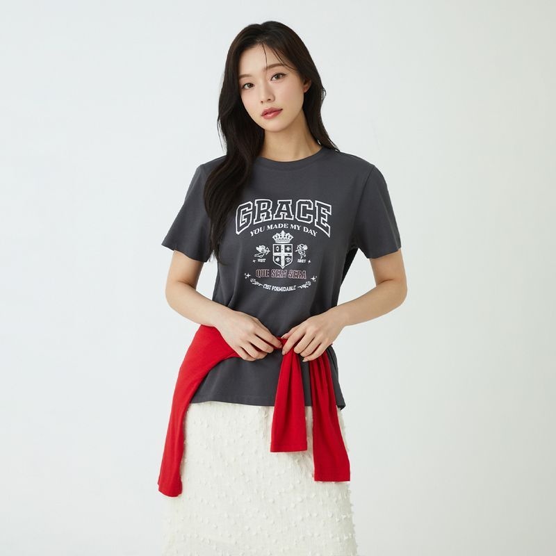 PLASTIC ISLAND <매장정품> PLASTIC ISLAND 플라스틱 아일랜드 [BEIGE] 실켓터치 그래픽 티셔츠 PS7CH303 1676323