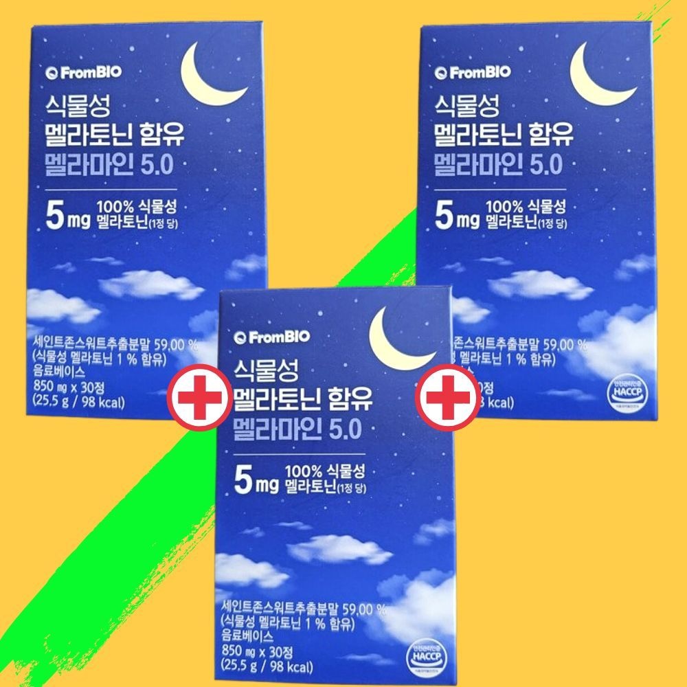 프롬바이오 식물성 멜라토닌 함유 멜라마인 5.0 5mg 30정x3개 (Lkn)