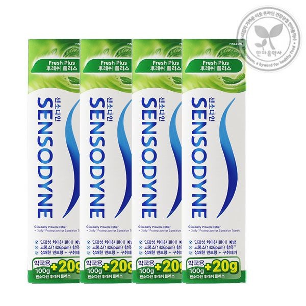 센소다인 치약 후레쉬 플러스 120g 4통 시린이 고불소 민트향