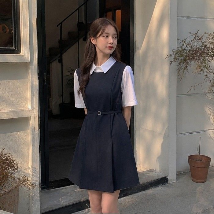 (JJ지고트) 셔츠 배색 A라인 미니 원피스 GS5P0OP571