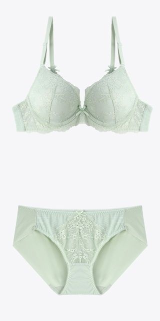 [롯데백화점] 예스 파스텔 민트 나비 레이스 브라  햄라인 팬티 세트YSWBZ301YSWPZ302