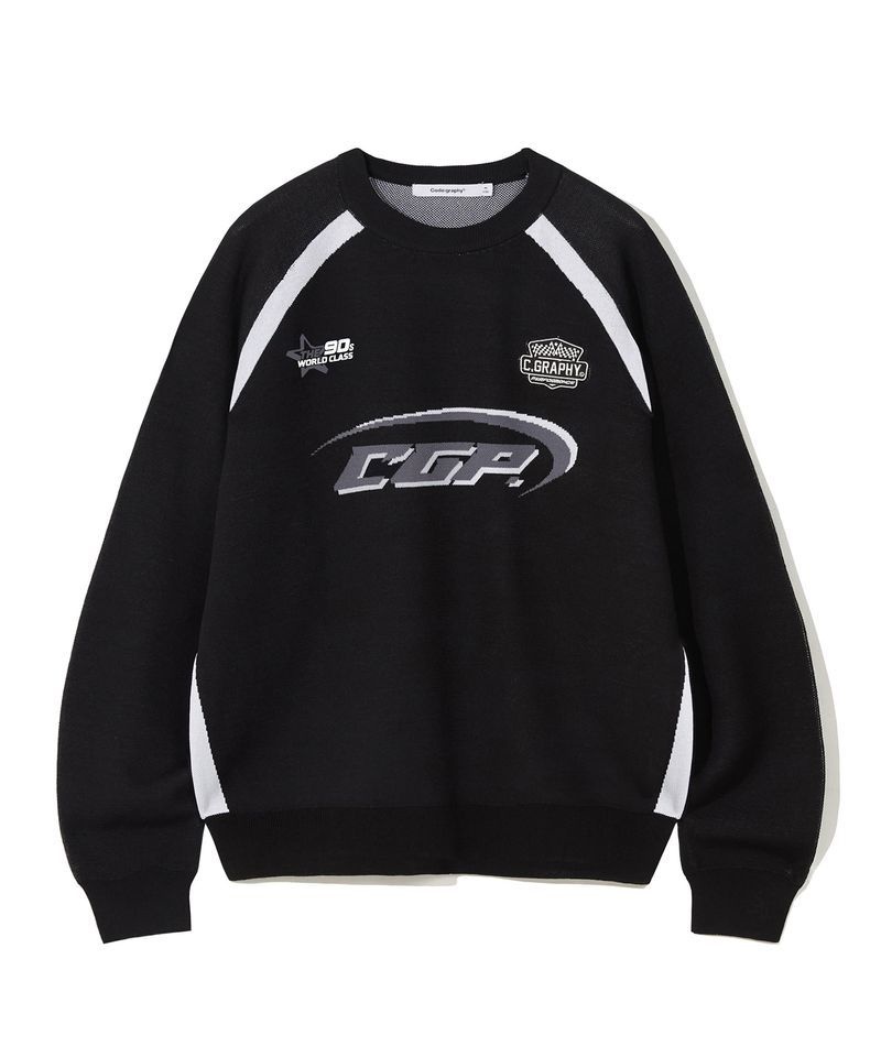 CGP <매장정품> CGP 블록코어 자카드 배색 라운드 니트_블랙 CBDSUKL303BK 349380