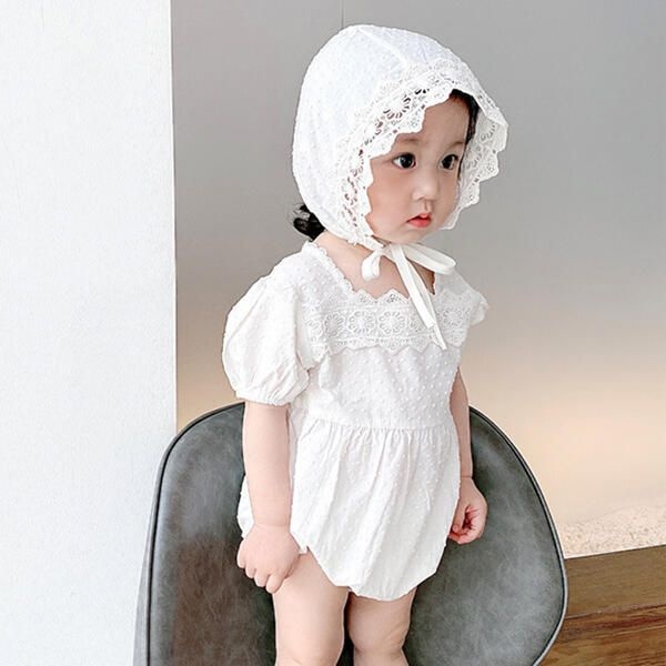 (현대Hmall) 아트박스/엠케이 퓨어화이트 여아 레이스 바디슈트 보넷세트 304376