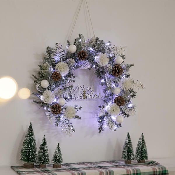 (현대Hmall) 아트박스/플라워트리 크리스마스 리스 벽장식 LED 샤론리프 50cm 벽걸이