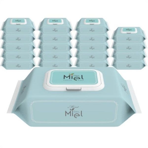 미엘 민트 물티슈 캡형 100매 20팩 평량 35gsm 히알루론산 가...