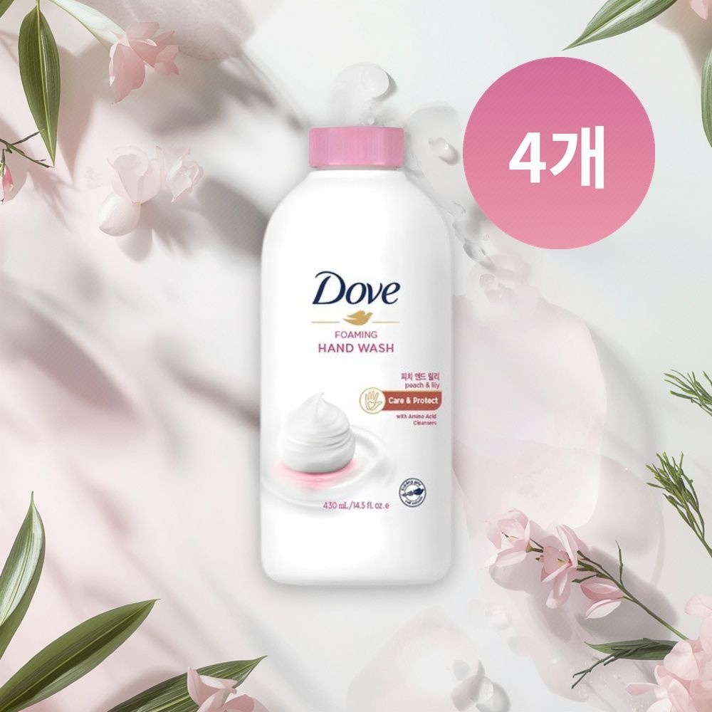 [오늘출발] 도브 포밍 피치 앤드 릴리 핸드워시 리필 430ml 4개