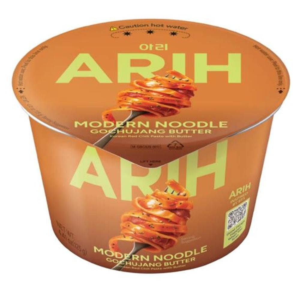 ARIH [해외] ARIH 모던 누들 125g 4팩 고추장 버터 ARIH Modern Noodles, Western-Korean Fusion Soup-Less Noodles, Gochujang Butter, Bowl