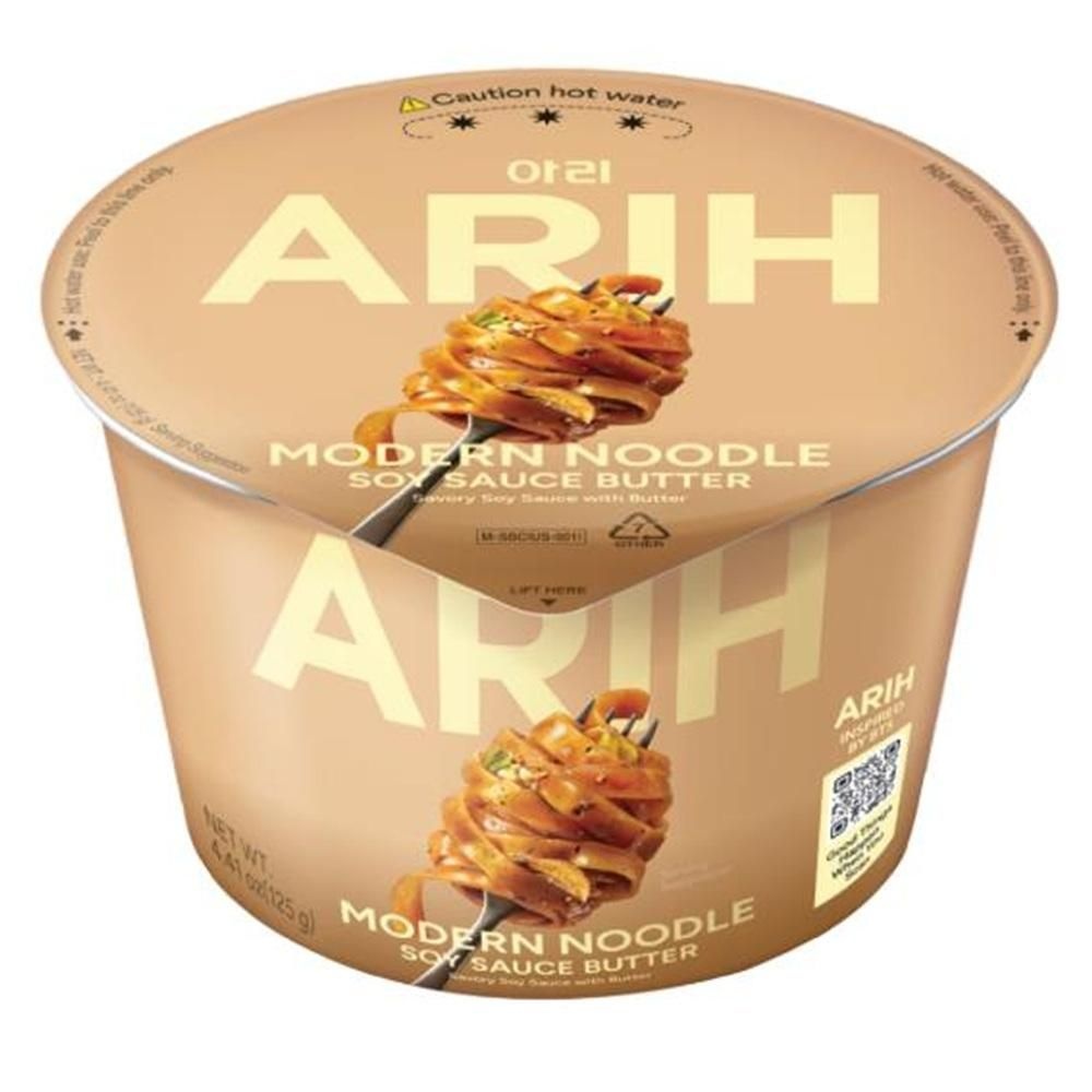 ARIH [해외] ARIH 모던 누들 125g 4팩 간장 버터 ARIH Modern Noodles, Western-Korean Fusion Soup-Less Noodles, Soy Sauce Butter, Bowl