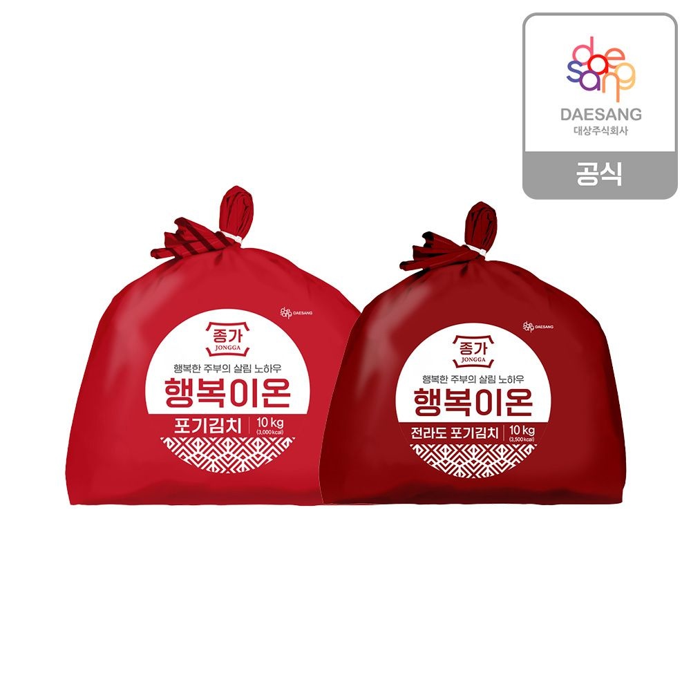 [롯데온] 종가 행복이온 포기김치 10kg (중부식, 전라도)