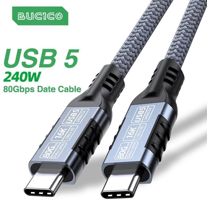 UnKnown [해외] 모니터전원선 케이블 신형 16K USB 5 썬더볼트 8K 80Gbps C TO USB-C PD240W 충전 맥북 프로 노트북 파워 뱅크용
