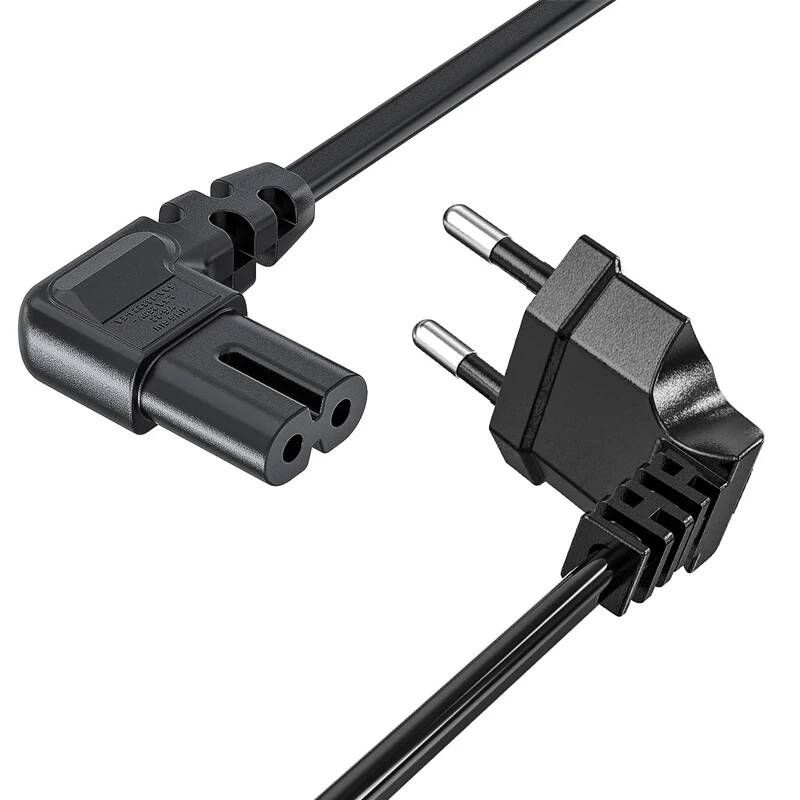 [해외] 모니터전원선 케이블 2 핀 프롱 EU 유럽 그림 8 AC 전원 삼성 필립스 Philips LG 소니 Sony TV PC 모니터 DVD 90도 각도 유로