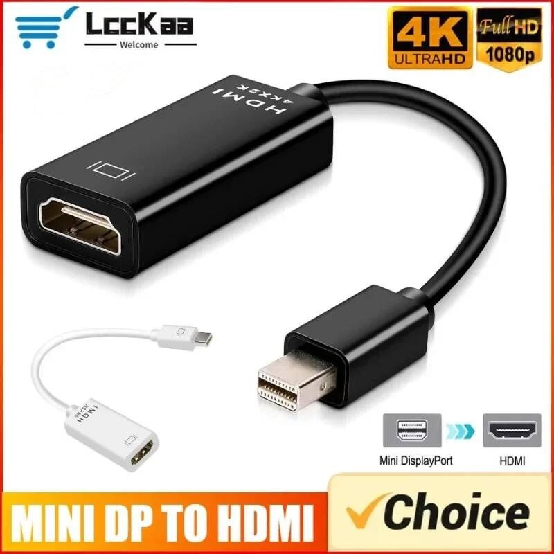 LccKaa [해외] 모니터연결선 케이블 썬더볼트 미니 DP-HDMI 호환 컨버터 어댑터 남성-여성 4K 디스플레이포트-HDMI 맥 맥북 PC TV용