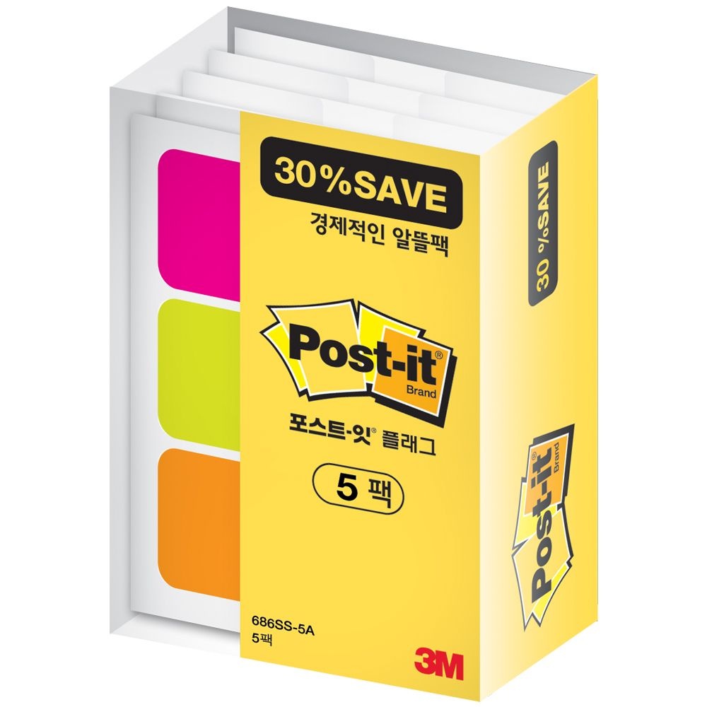 [온누리상품] 3M 포스트잇 인덱스 탭 플래그 686SS-5A 알뜰팩