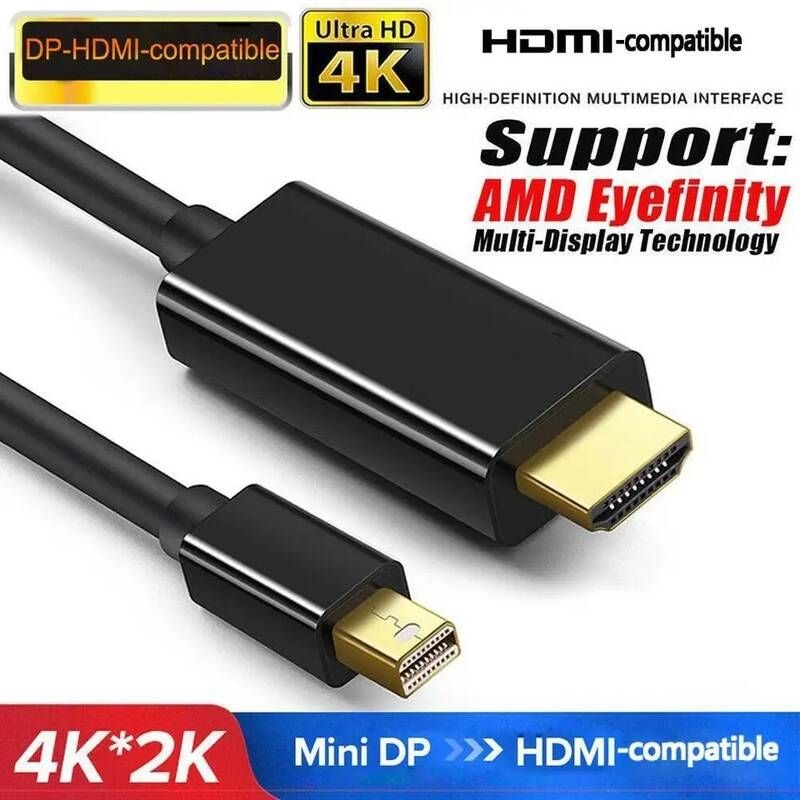 [해외] dp선 노트북tv연결 hdml케이블 맥북 미니 아이맥용 DP 디스플레이 포트 선더볼트 2 HDMI 호환 케이블 프로 어댑터 금 1