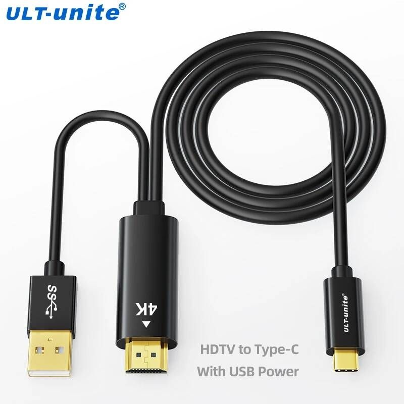 ULT [해외] 모니터연결케이블 연결선 HDMI 호환 - USB C 케이블 단방향 4K60Hz HDTV 컨버터 Xreal Nreal Air Steam 데크 독 PS5 휴대용 모니
