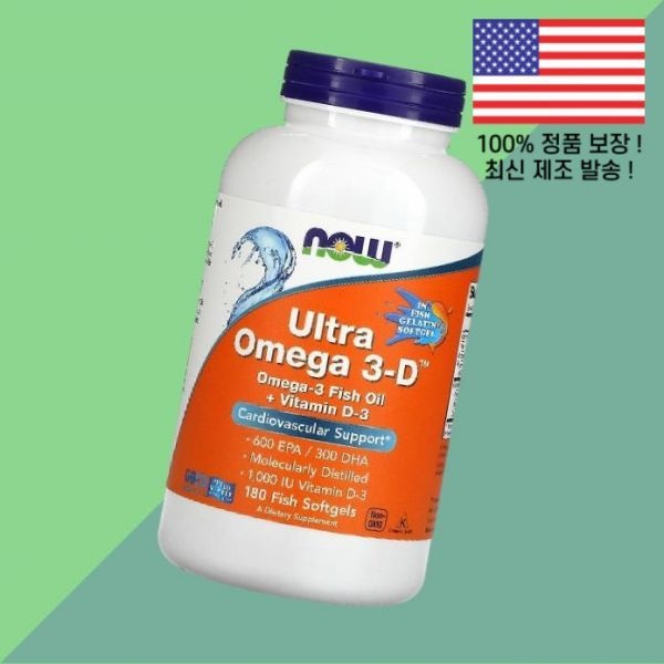 [해외] 나우푸드 울트라 오메가3 DHA EPA 피쉬오일 오메가쓰리 D 600 300 180피시소프트젤 Ultra Omega 3 180 Fish Softgels