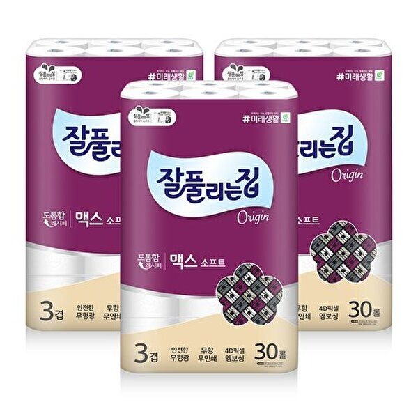잘풀리는집 [잘풀리는집]맥스 소프트 화장지 30m x 30롤 x 3팩
