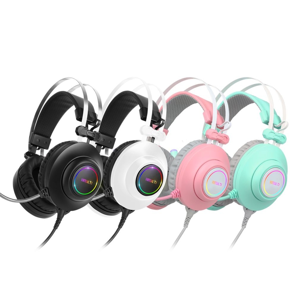[오늘출발] 앱코 N550 ENC 가상 7.1 RGB 진동 노캔 마이크 3D 초경량 게이밍 헤드셋 핑크
