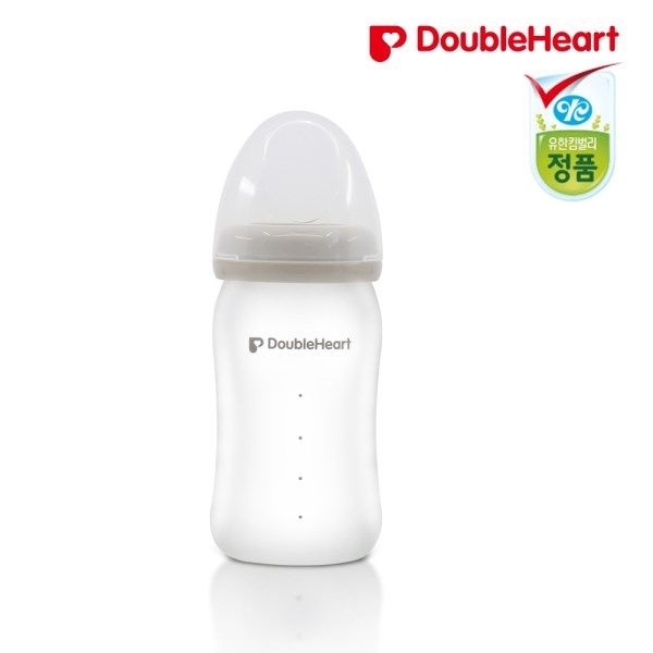 더블하트 실리콘 유리젖병 160ml(노꼭지)