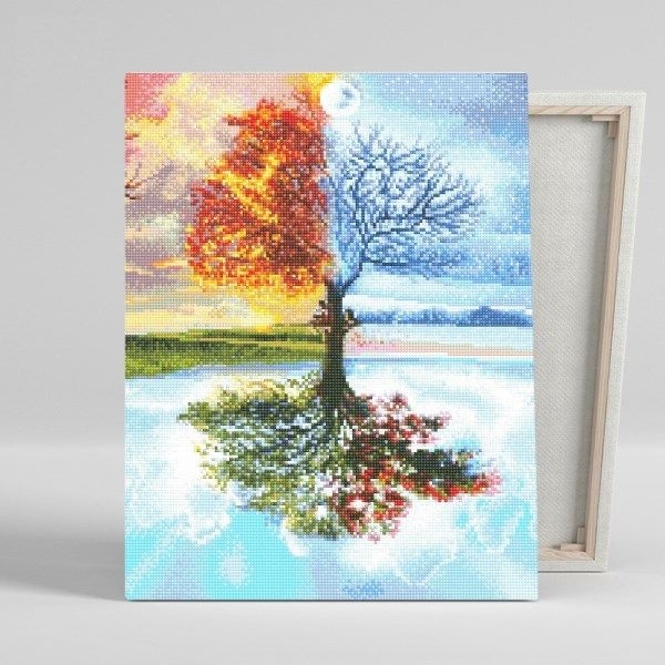 텐바이텐 아이러브페인팅 DIY캔버스형 보석십자수 40x50cm 계절을 품은 나무