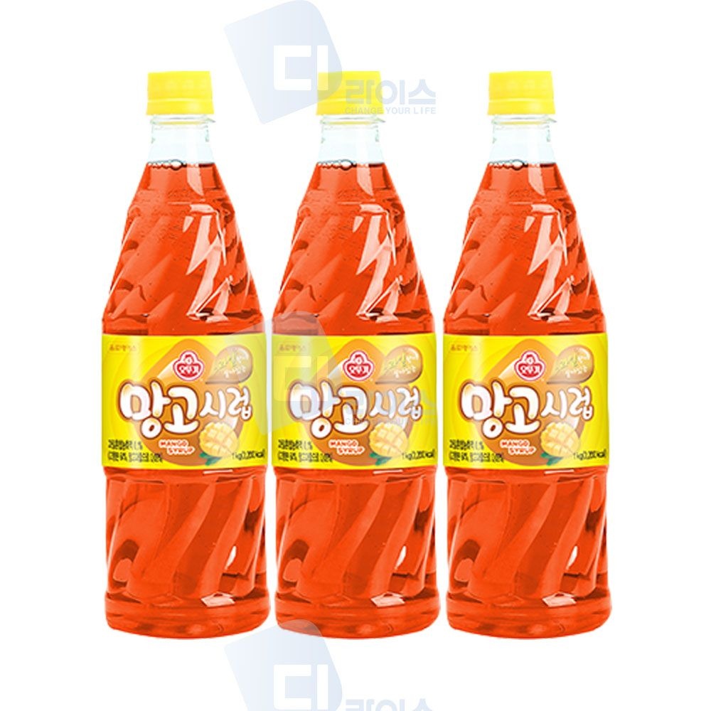 오뚜기 망고시럽 1kg 3병 슬러시 원액 과일맛시럽