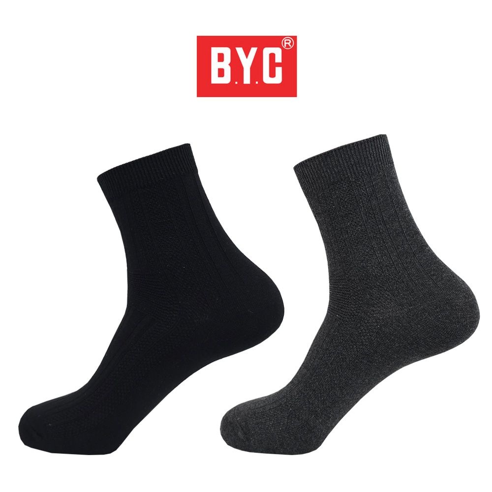 BYC 남성용 골지 중목양말 10켤레 남자 신사정장양말 무지검정 면양말