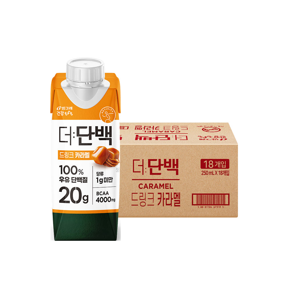 빙그레 더 단백 드링크 카라멜 맛 250ml 18개입