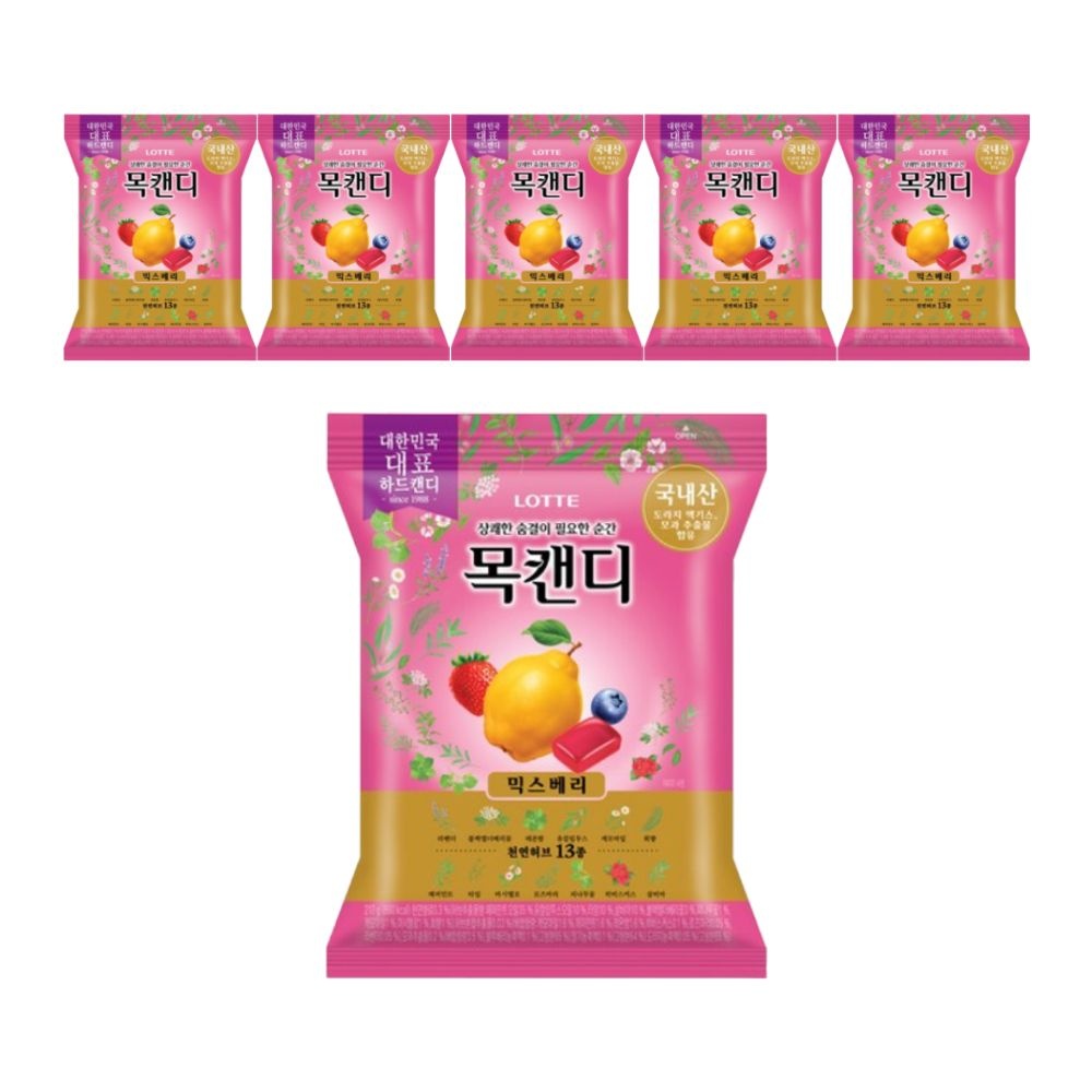 롯데리아 롯데 목캔디 믹스베리 217g x 6개 사탕