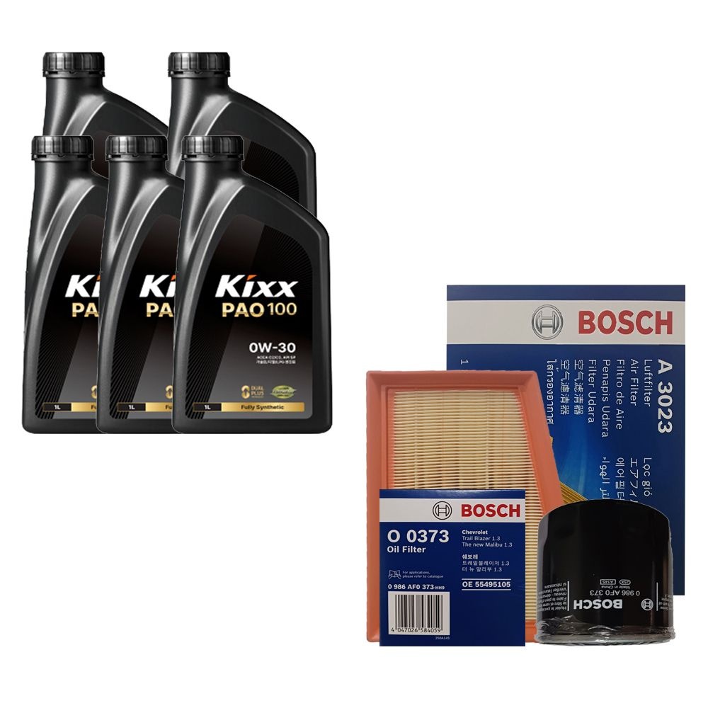 킥스 트레일블레이저 1.3 가솔린 터보 킥스 PAO100 0W30 5L 엔진오일 보쉬 필터 세트