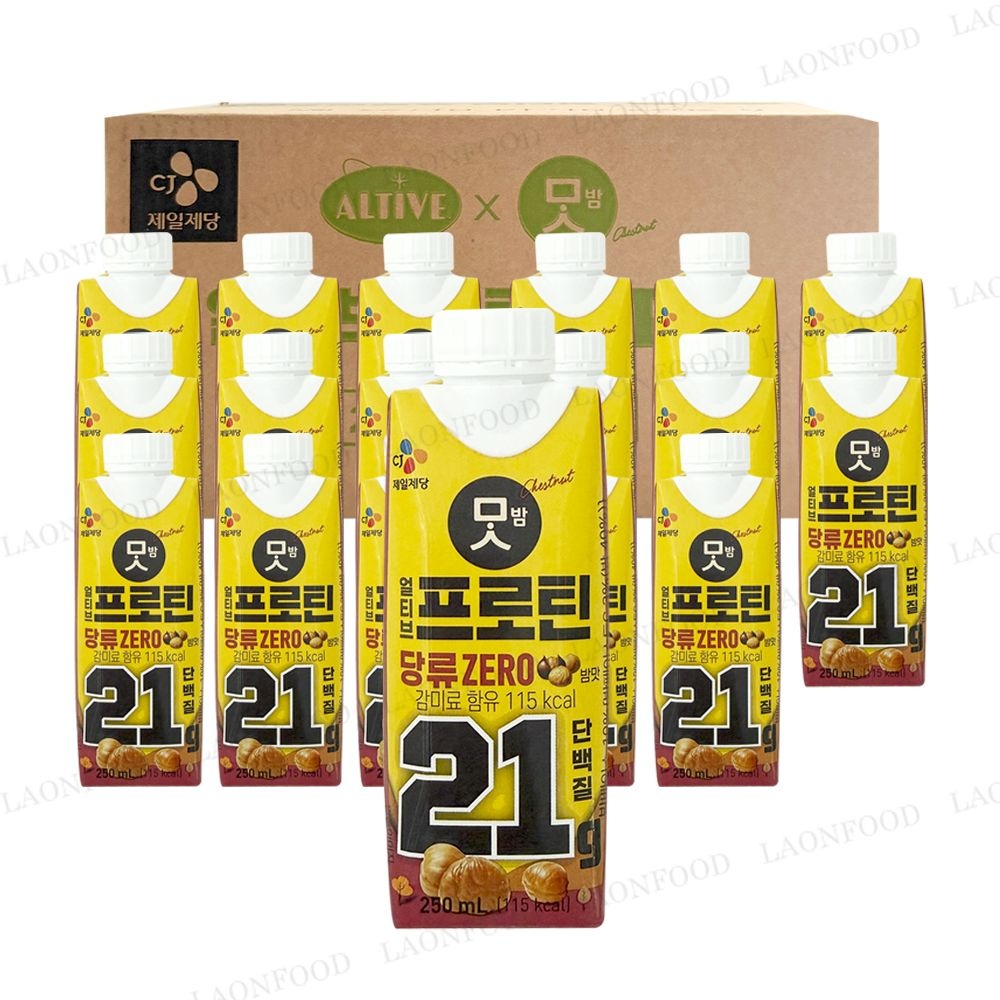 CJ제일제당 CJ 맛밤 얼티브 프로틴 당류제로 단백질 밤맛 250ML 18개 1박스 음료 건강 다이어트