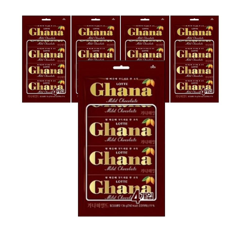 롯데리아 롯데 가나 마일드 초콜릿 4번들 136g x 5개