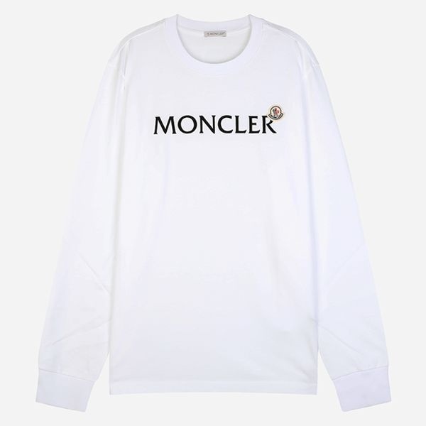 몽클레르 [몽클레어]6S 8D00009 89AYY 001 남성 로고 패치 긴팔 티셔츠 화이트