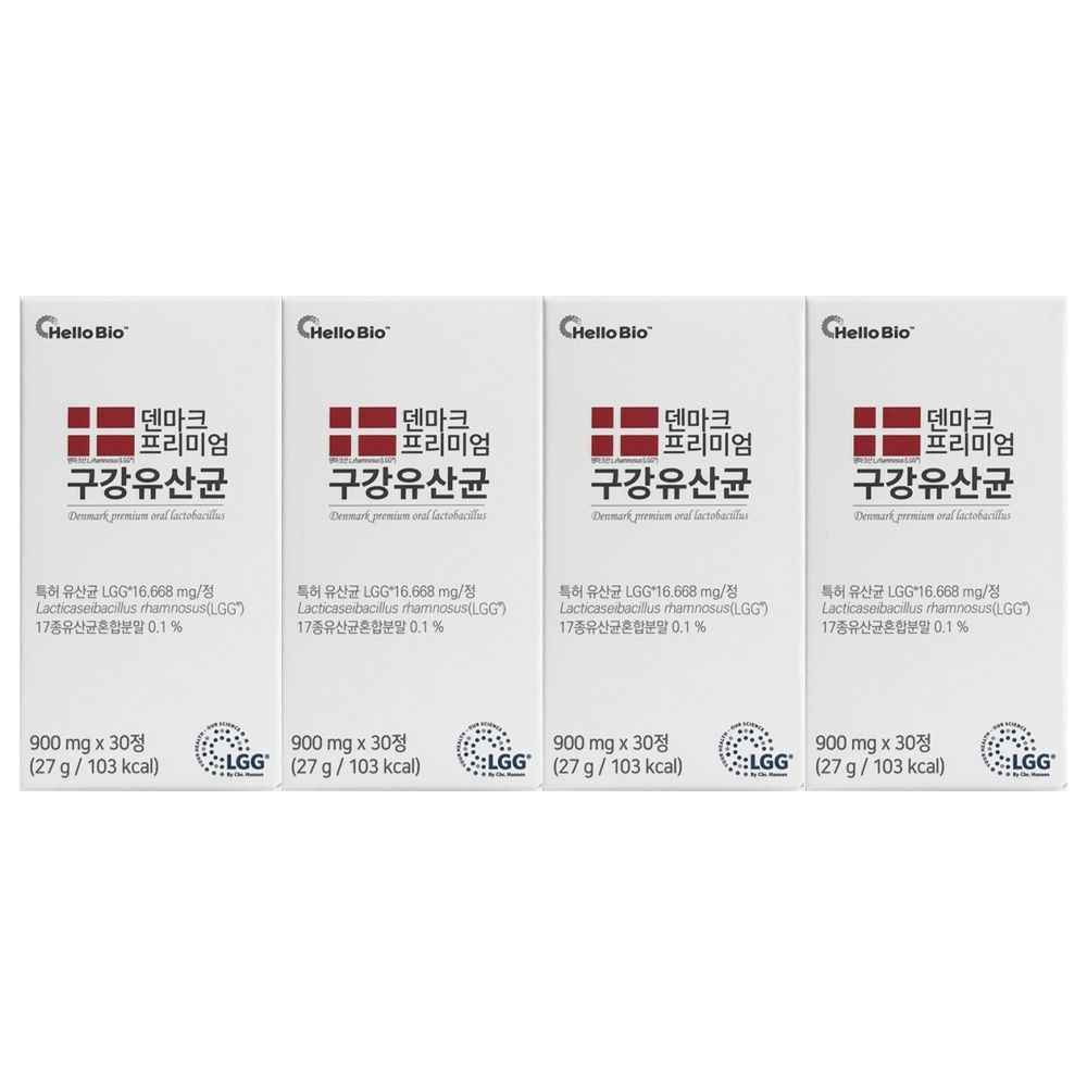 헬로바이오 덴마크 프리미엄 구강유산균 900mg x 30정 4개 / 써클