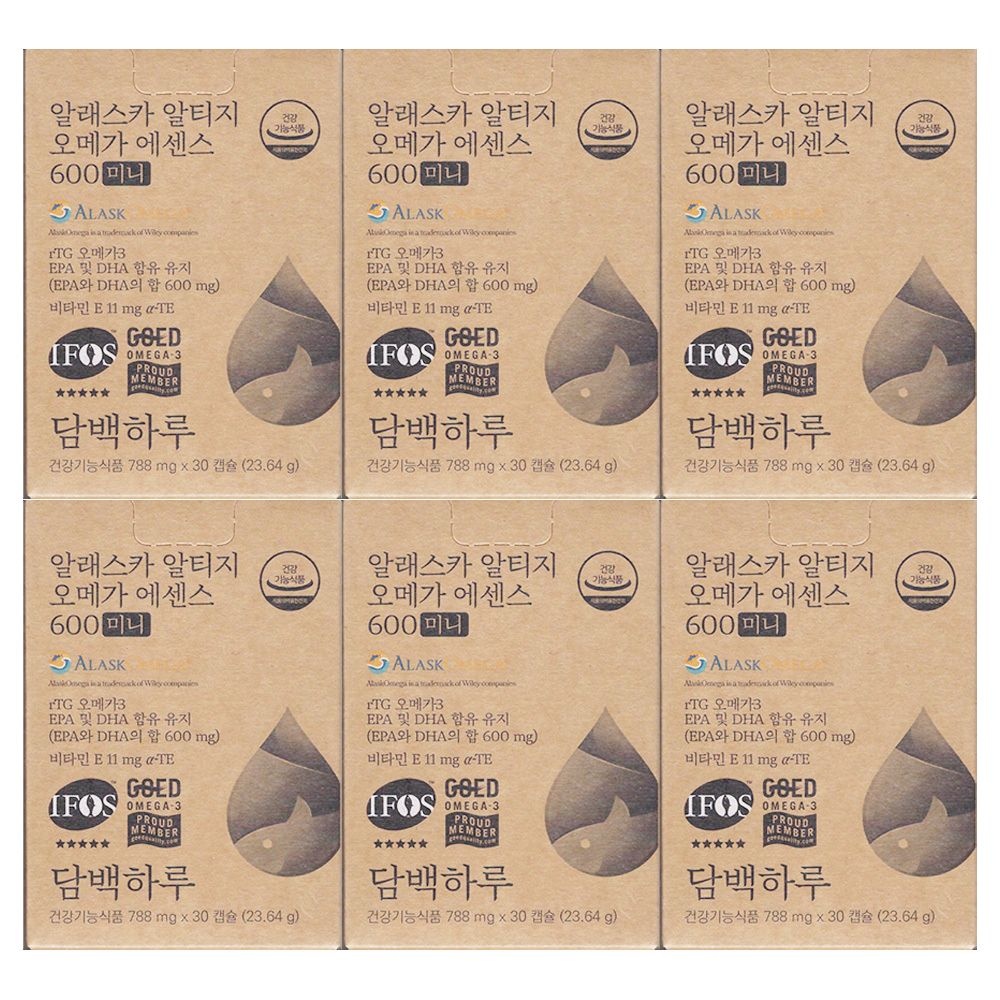 담백하루 알래스카 알티지 오메가 에센스 600 미니 788mg x 30캡슐 6개 / 써클