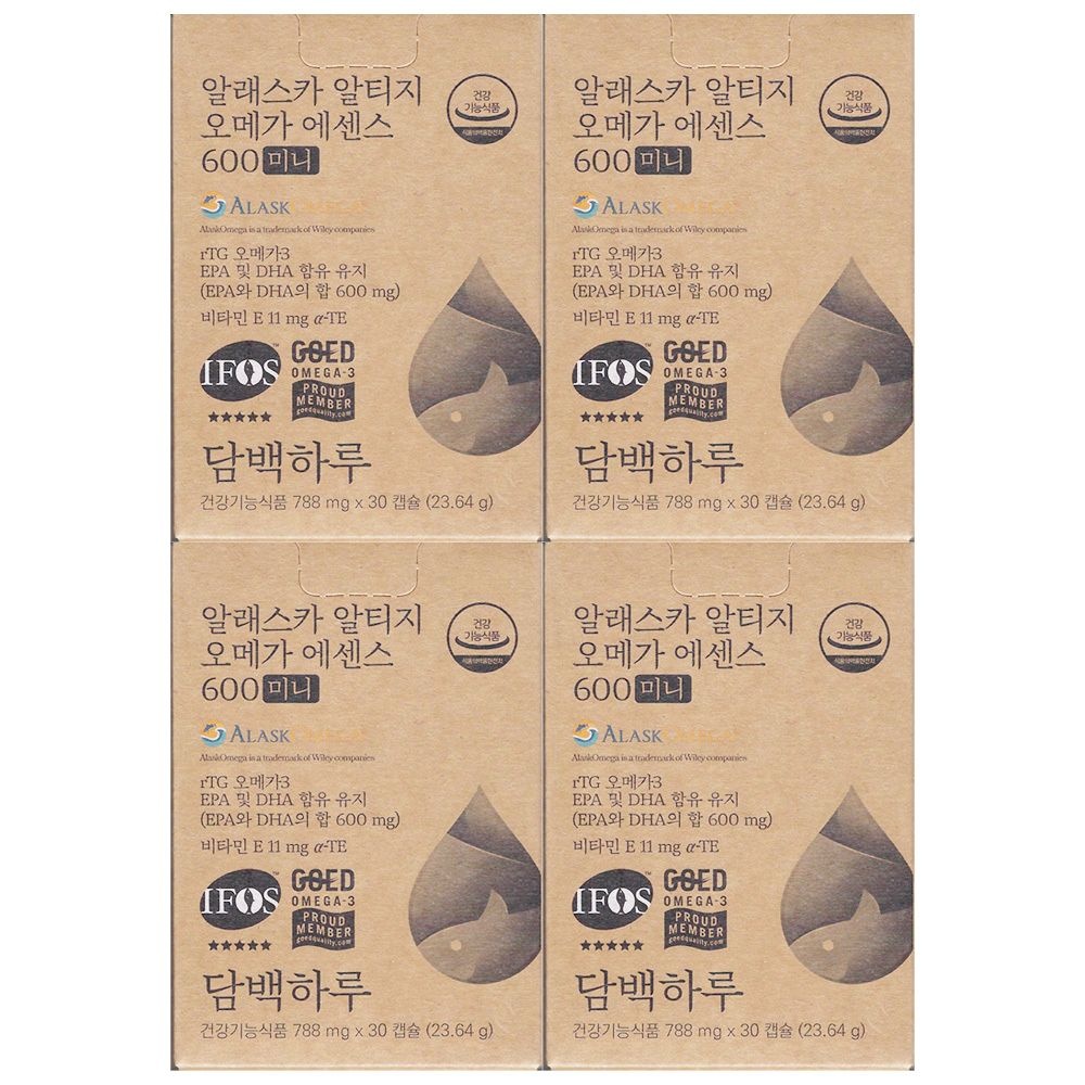 담백하루 알래스카 알티지 오메가 에센스 600 미니 788mg x 30캡슐 4개 / 써클
