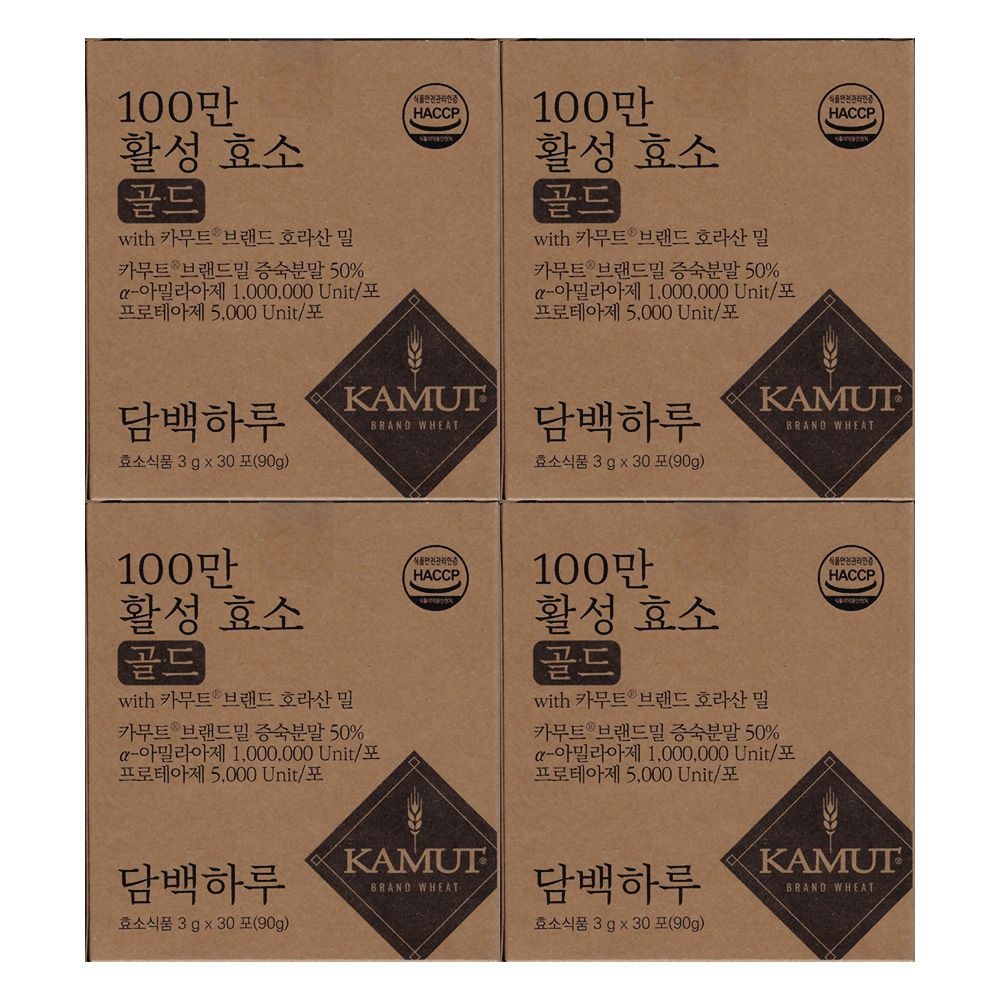 담백하루 100만 활성효소 골드 카무트 브랜드밀 3g x 30포 4개 / 써클