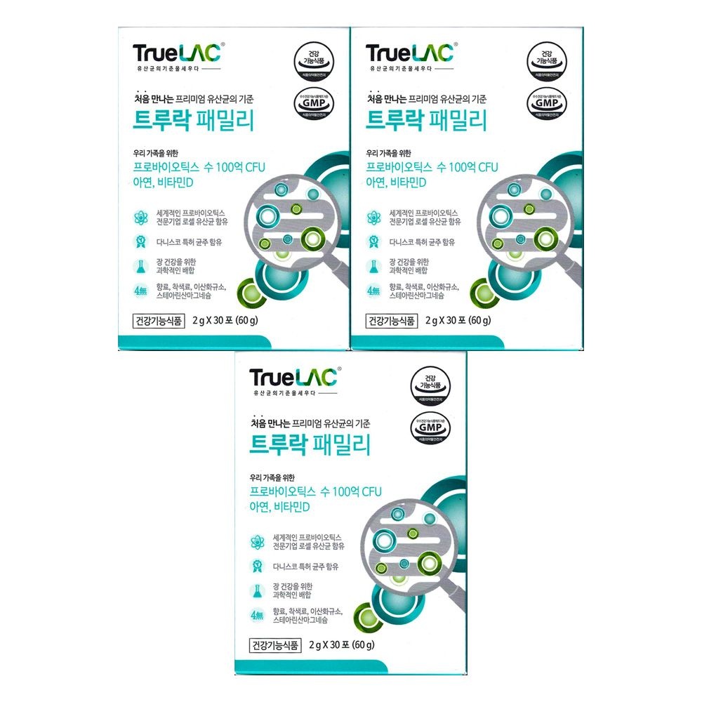 트루락 (냉장) 트루락 패밀리 프로바이오틱스 유산균 2g X 30포 3개 / 써클
