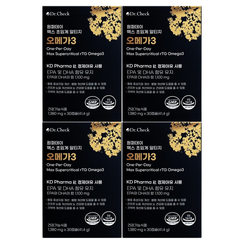 DR CHECK 원퍼데이 맥스 초임계 알티지 오메가3 1380mg x 30캡슐 4개 / 써클