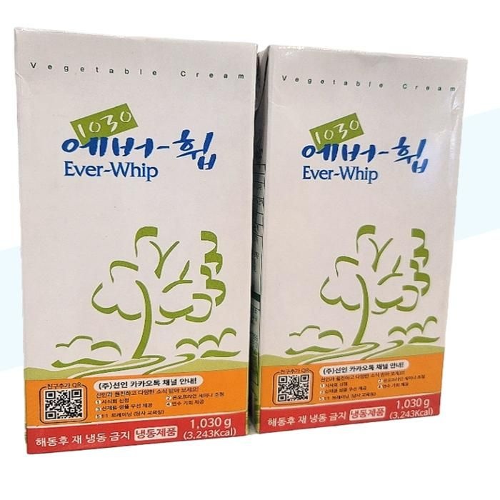 [탐라마켓협력사] 선인 에버휩 냉동 휘핑크림 1030g x 12개 식물성 가당 생크림