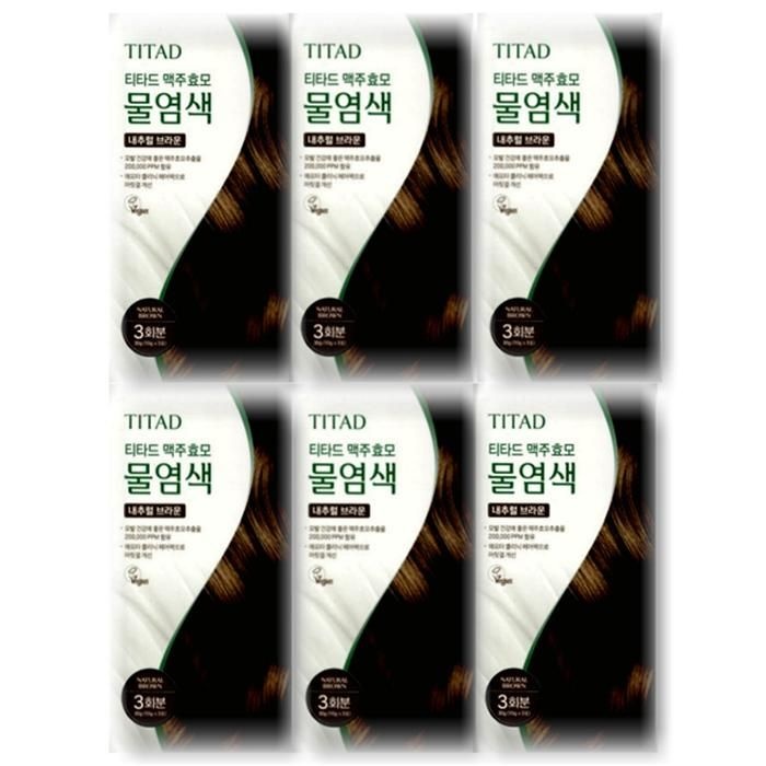 [뷰티나라] 티타드 맥주효모 물염색 내추럴 브라운 30g 6개