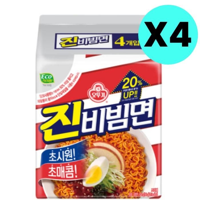 오뚜기 진 비빔면 봉지 라면 4개입 X 4팩 멀티팩 매콤