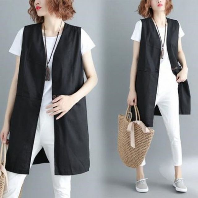 Vest 노카라 마조끼 F70430 롱조끼 여름조끼 베스트