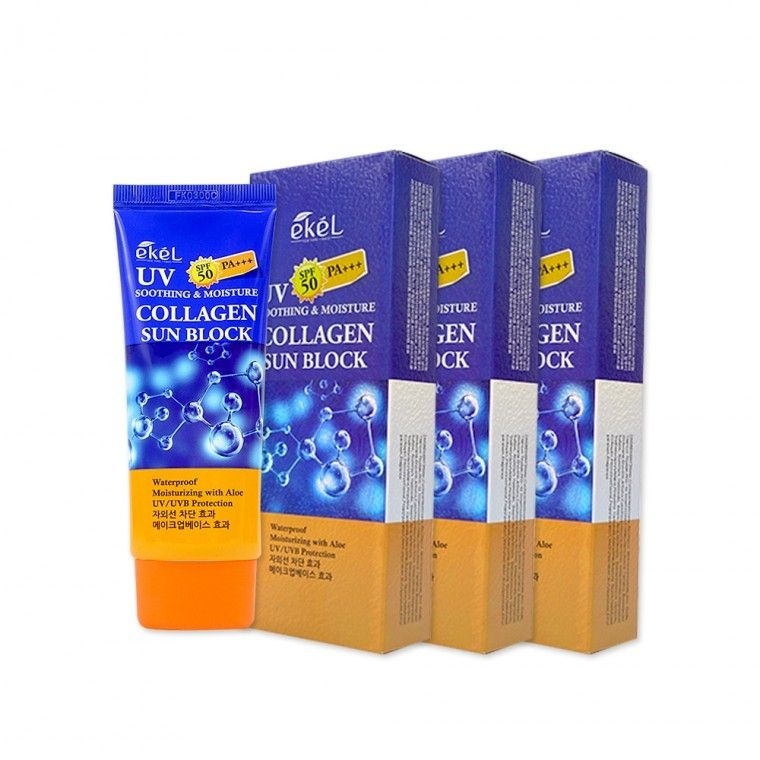 2+1 이켈 수딩앤모이스쳐 콜라겐 선블럭(70ml) 선크림 자외선차단제 선블록 썬밤 SPF50+ PA+