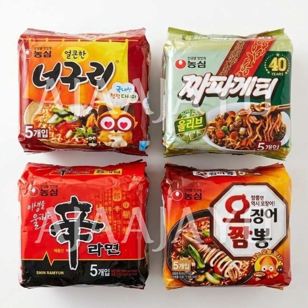 농심 매콤라면 4종20봉 (너구리5+짜파게티5+신라면5+오징어짬뽕5) 별미조합