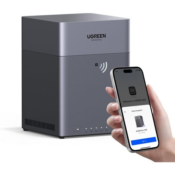 [해외] 유그린 NAS DH4300 플러스 4베이 데스크탑 지원 용량 120TB 디스크 없음 원격 액세스 AI 사진 앨범 초보자 친화 시스템